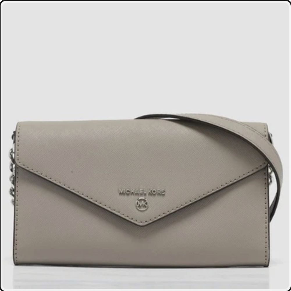 Michael Kors Grey Leather Envelope Flap Crossbody